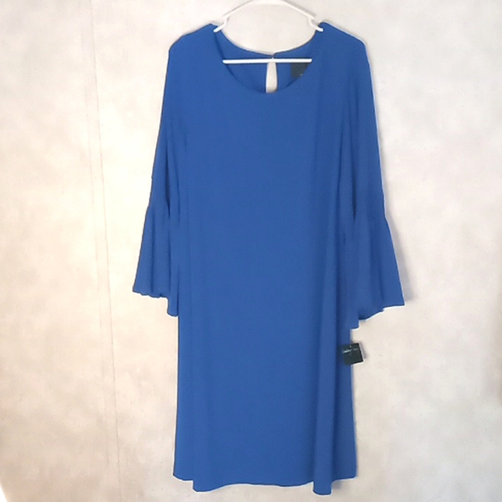 Blue, plus size Dress with 3/4  Bell sleeves by Gabby Skye- Size 22/24